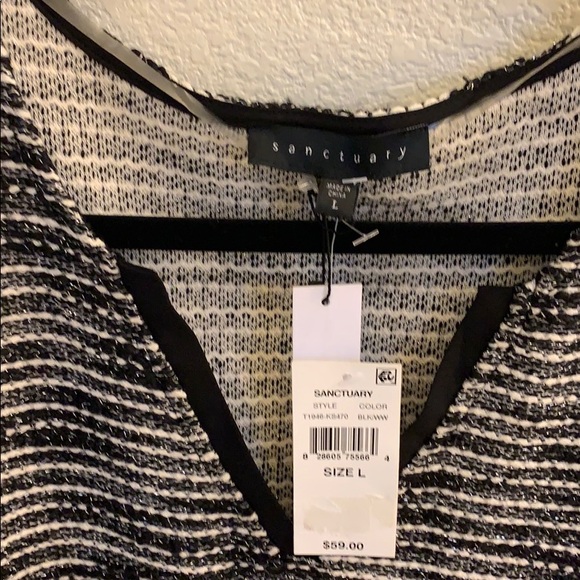 NWT Sanctuary Knit V Neck With Peplum, Size L - Picture 2 of 4
